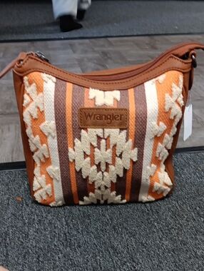 Wrangler Orange Brown Cream Southwestern Shoulder Bag